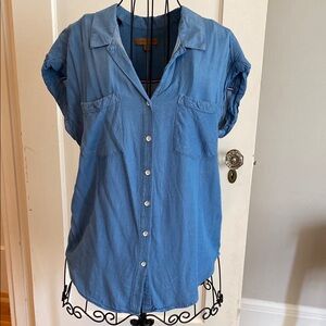 Jach’s Girlfriend Casual Blue Button-Up Women's Top